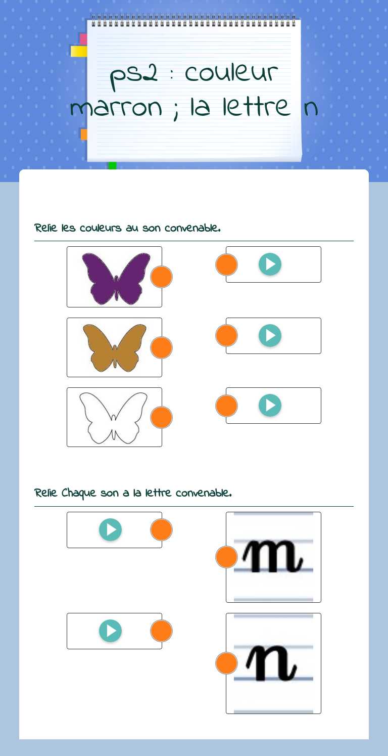 ps2 : couleur marron ; la lettre n worksheet preview image