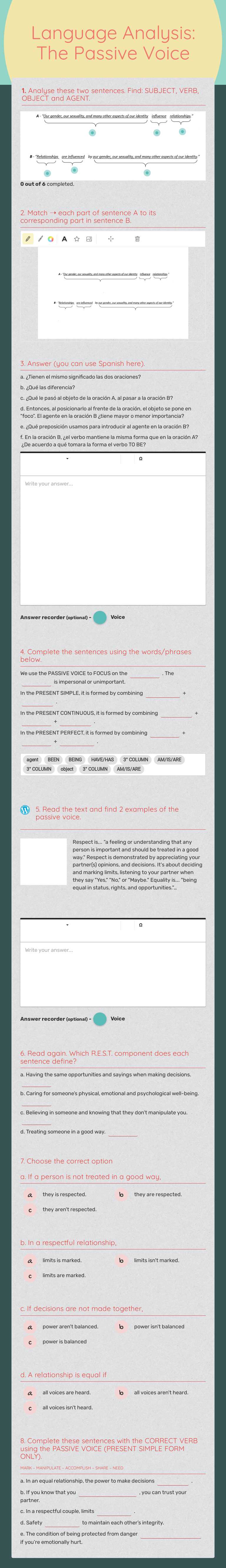 Language Analysis:
The Passive Voice worksheet preview image