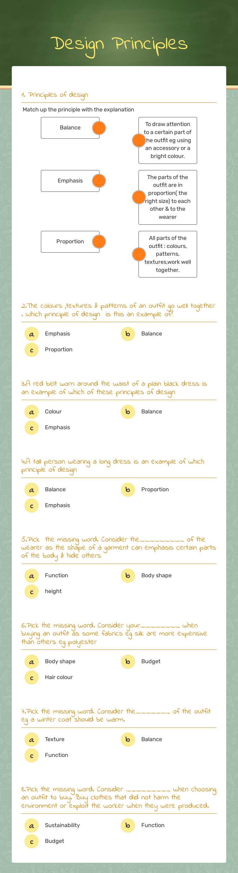 Design Principles worksheet preview image