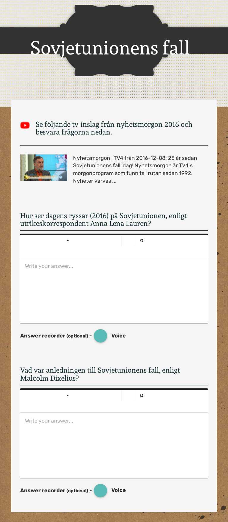 Sovjetunionens fall worksheet preview image