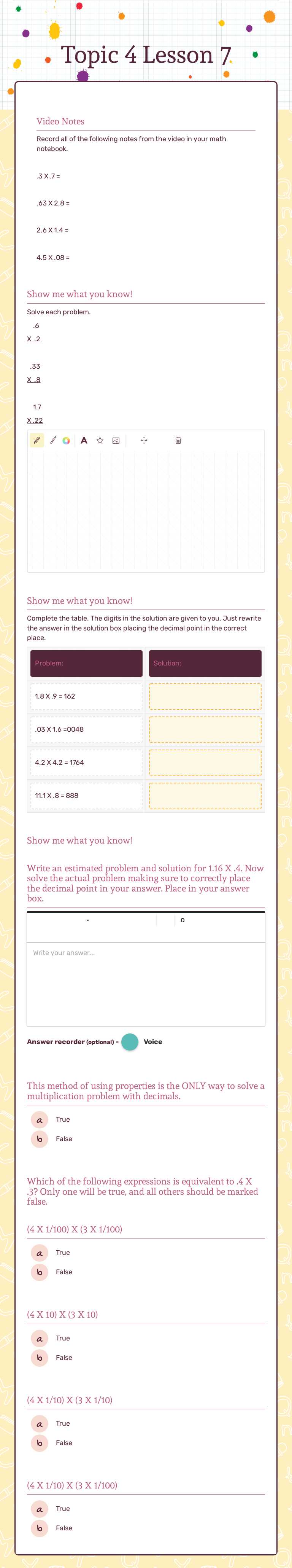 Topic 4 Lesson 7 worksheet preview image