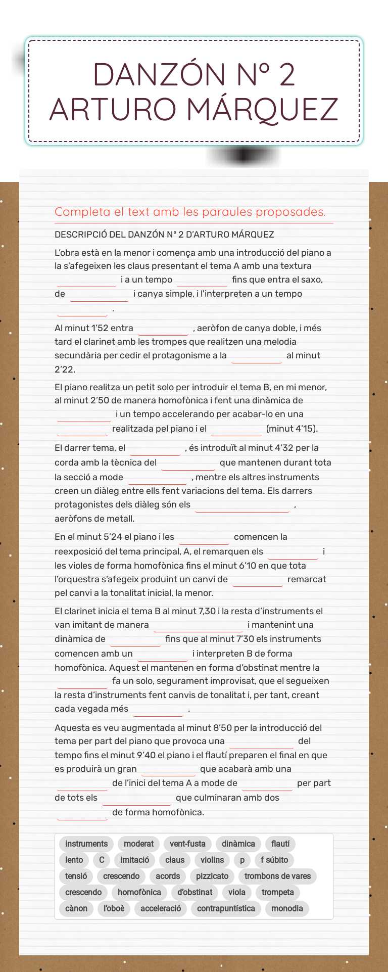 DANZÓN Nº 2 ARTURO MÁRQUEZ worksheet preview image