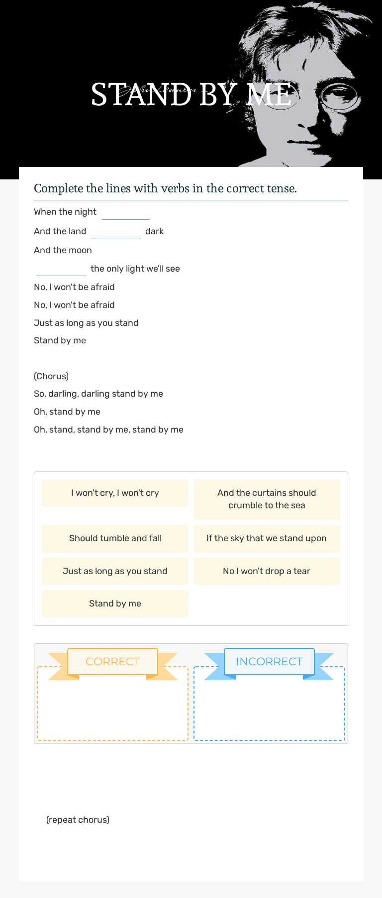 STAND BY ME worksheet preview image