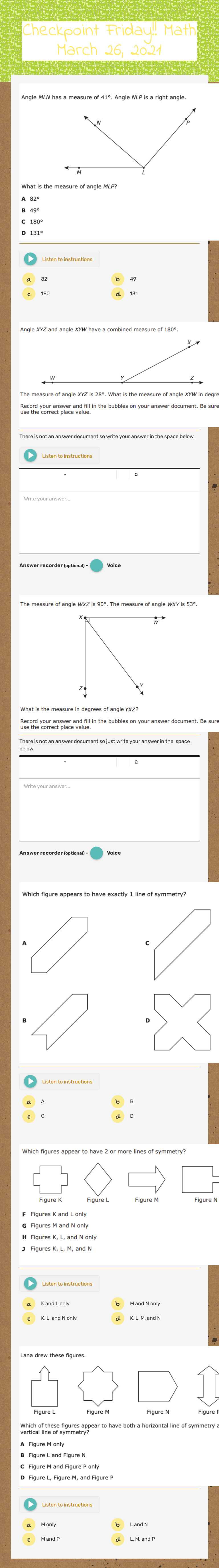 Checkpoint Friday!!    
            Math                   
 March 26, 2021 worksheet preview image
