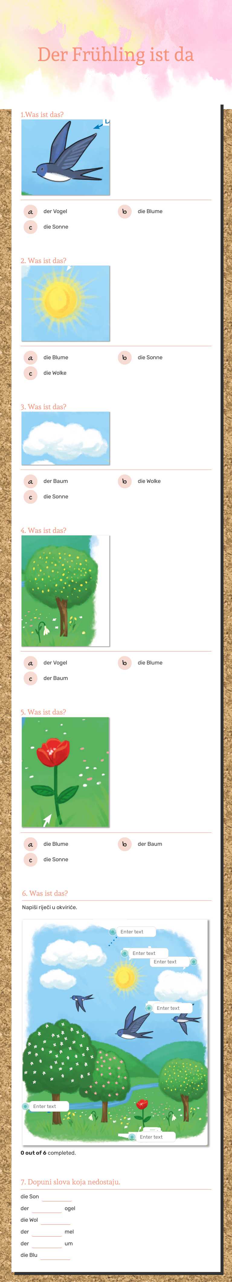 Der Frühling ist da worksheet preview image