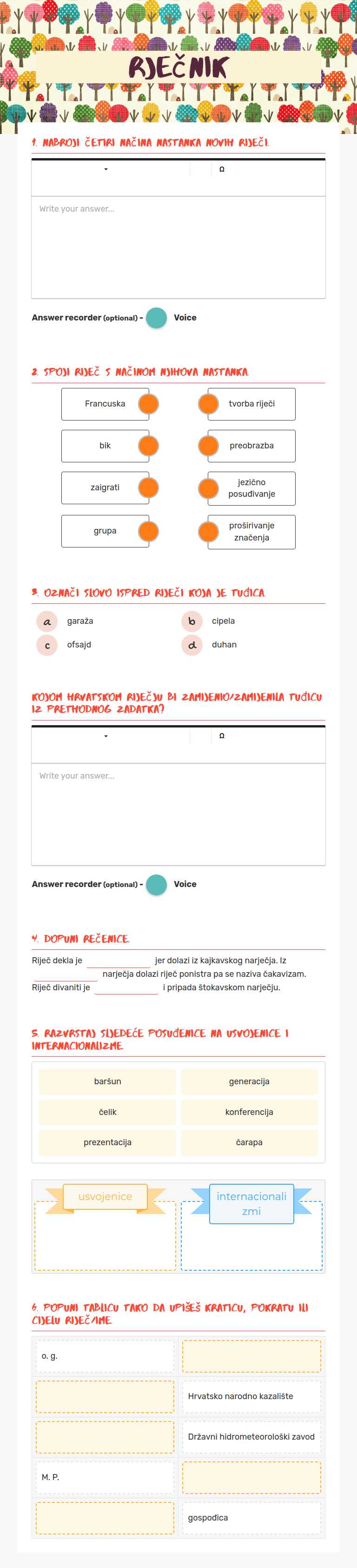 rječnik Grade 8 worksheet preview
