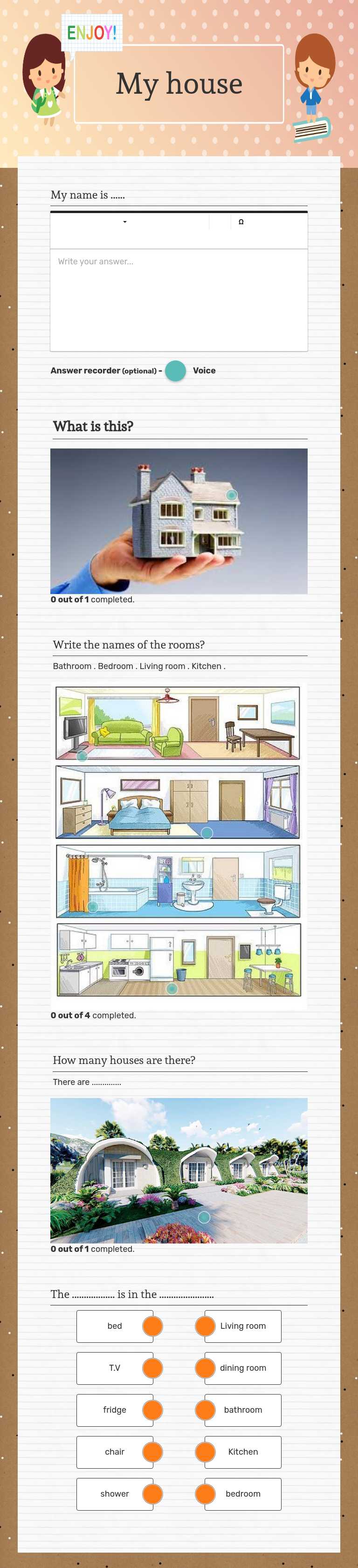 My house Grade 5 worksheet preview