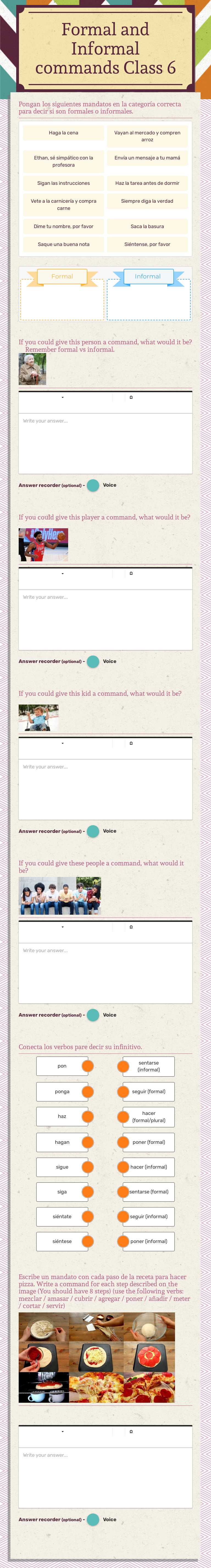Formal and Informal commands
Class 6 worksheet preview image