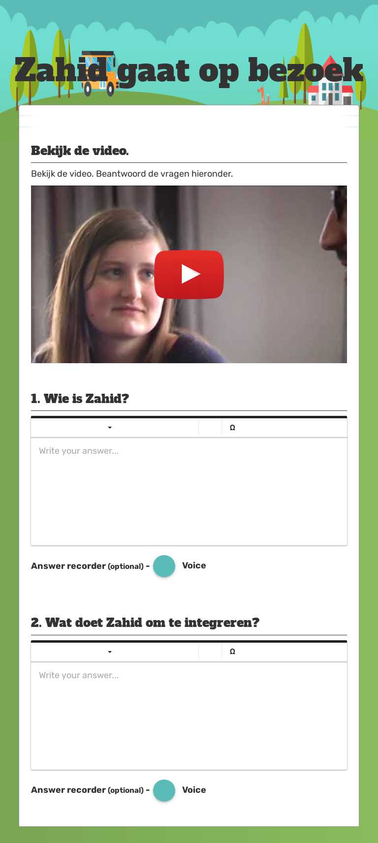 Zahid gaat op bezoek worksheet preview image