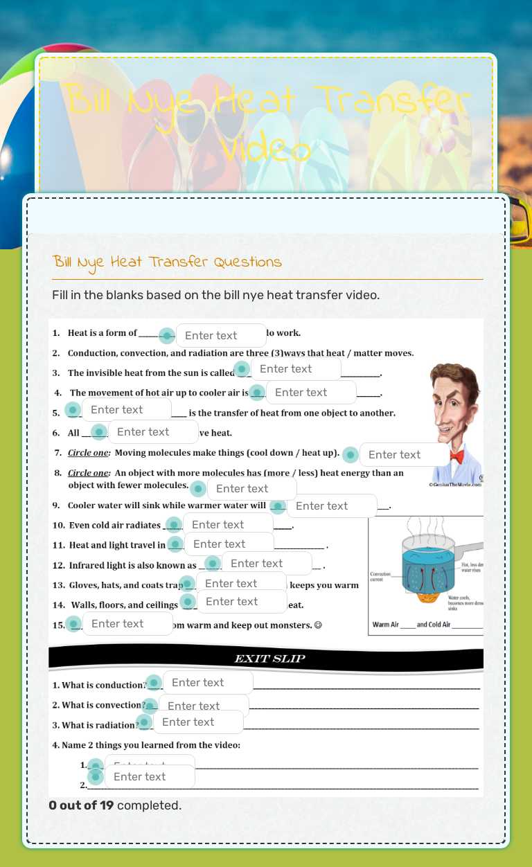 Bill Nye Heat Transfer Video worksheet preview image