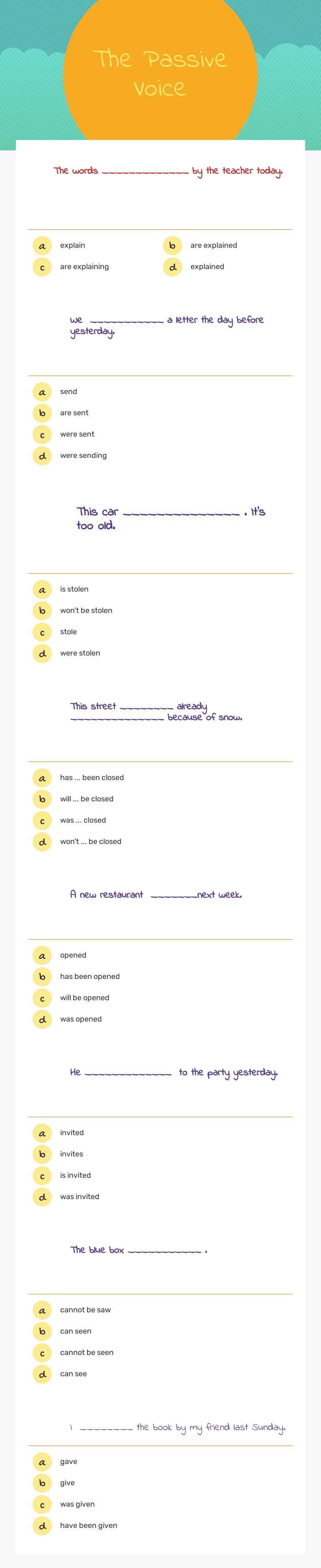 The Passive Voice Grade 8 worksheet preview