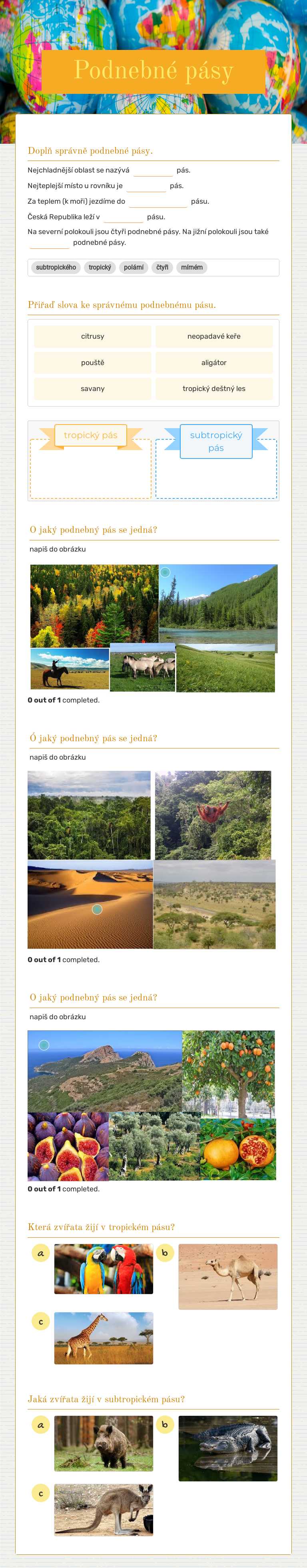 Podnebné pásy worksheet preview image