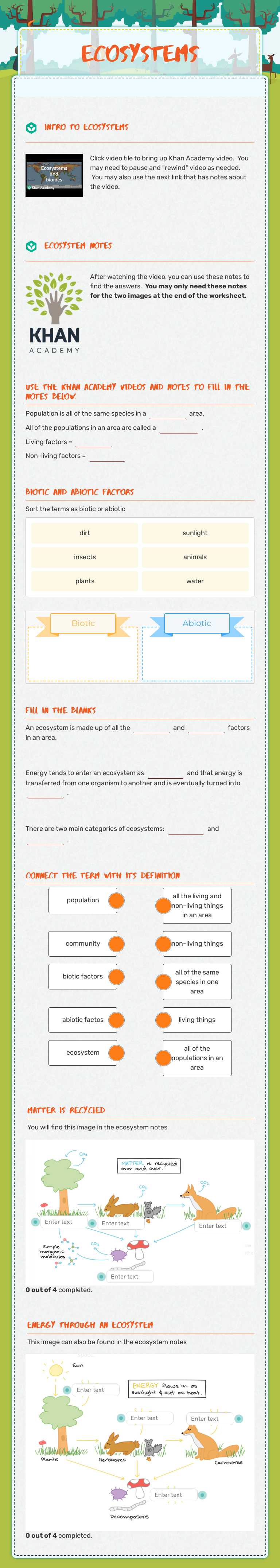 ECOSYSTEMS worksheet preview image