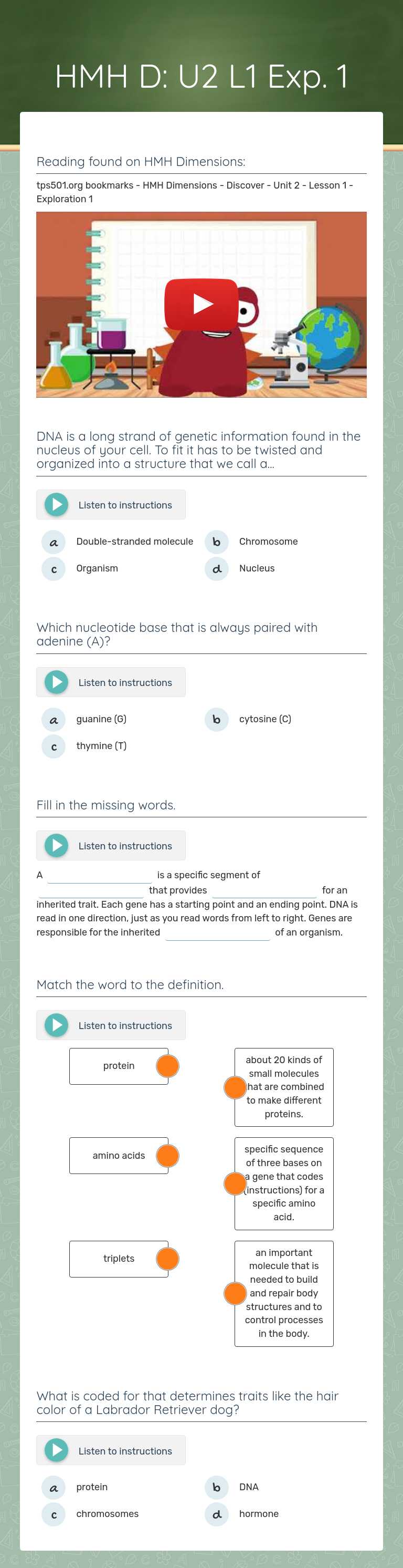 HMH D: U2 L1 Exp. 1 worksheet preview image