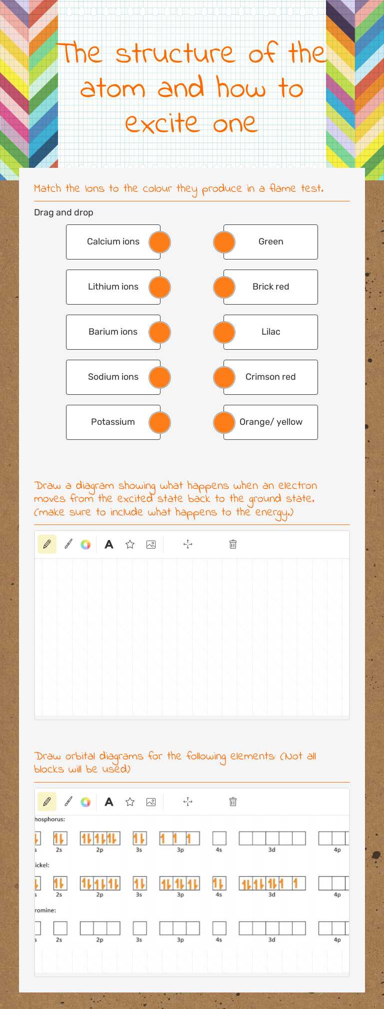 The structure of the atom and how to excite one worksheet preview image
