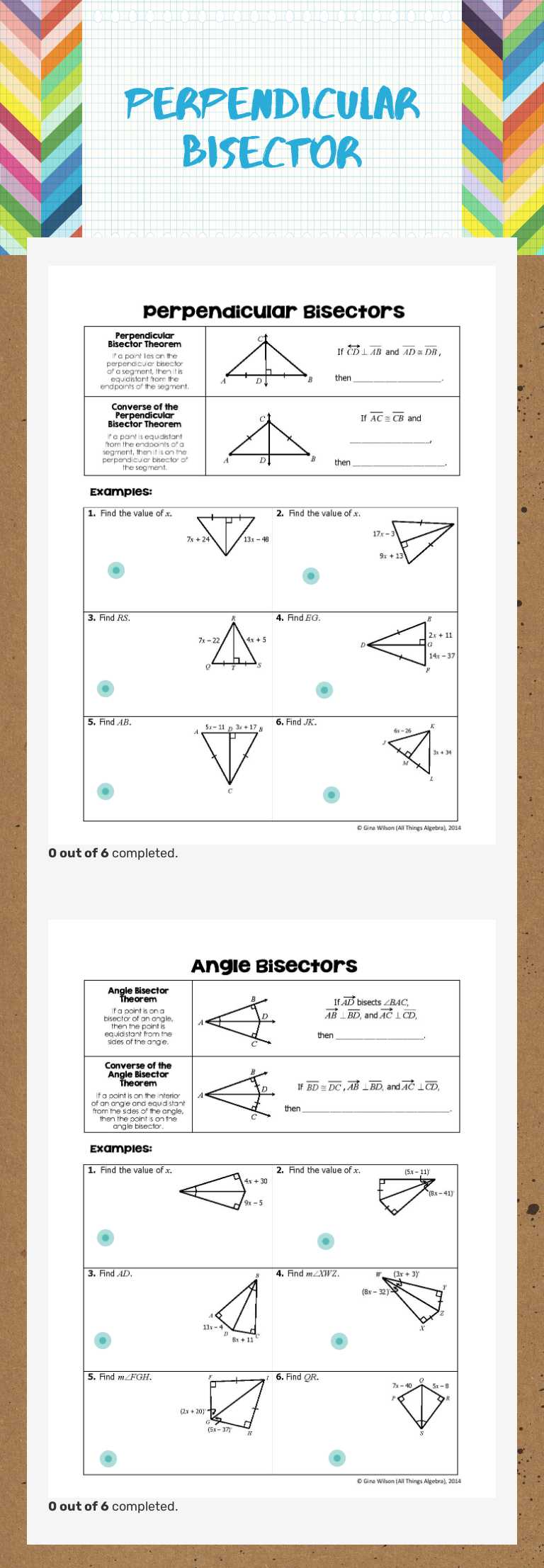Perpendicular Bisector Grade 10 worksheet preview