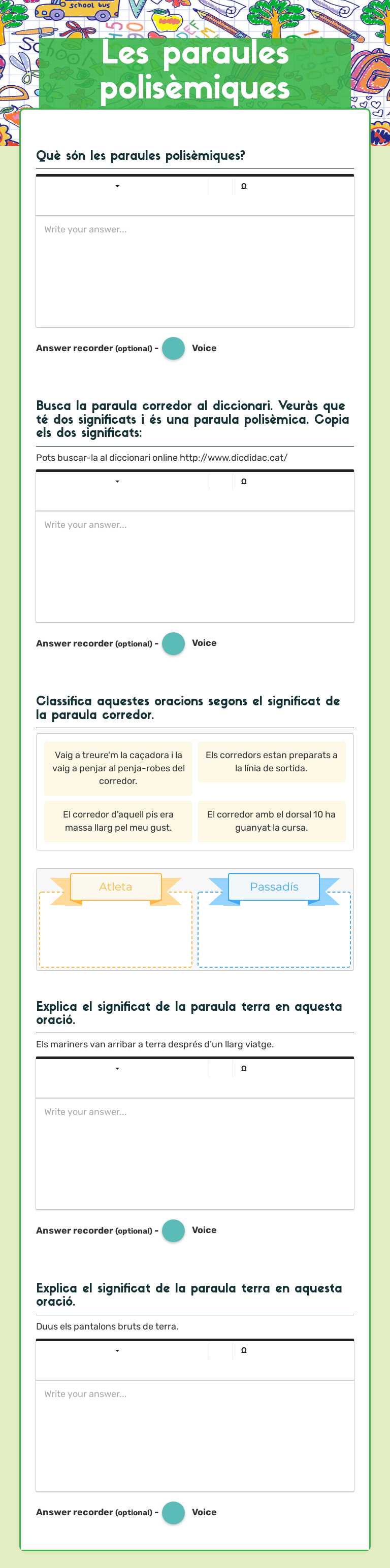 Les paraules polisèmiques Grade 3 worksheet preview