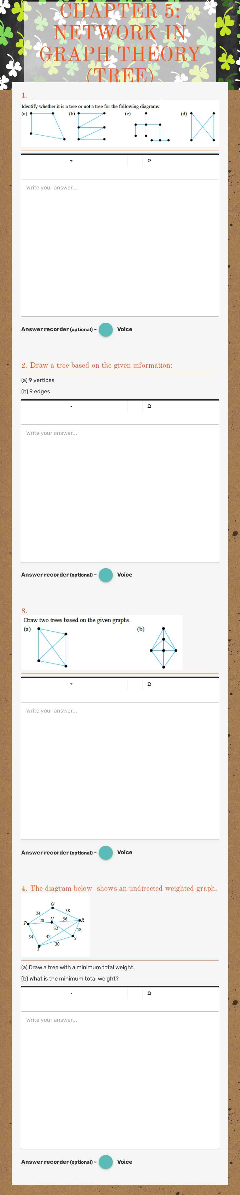 CHAPTER 5: NETWORK IN GRAPH THEORY (TREE) worksheet preview image