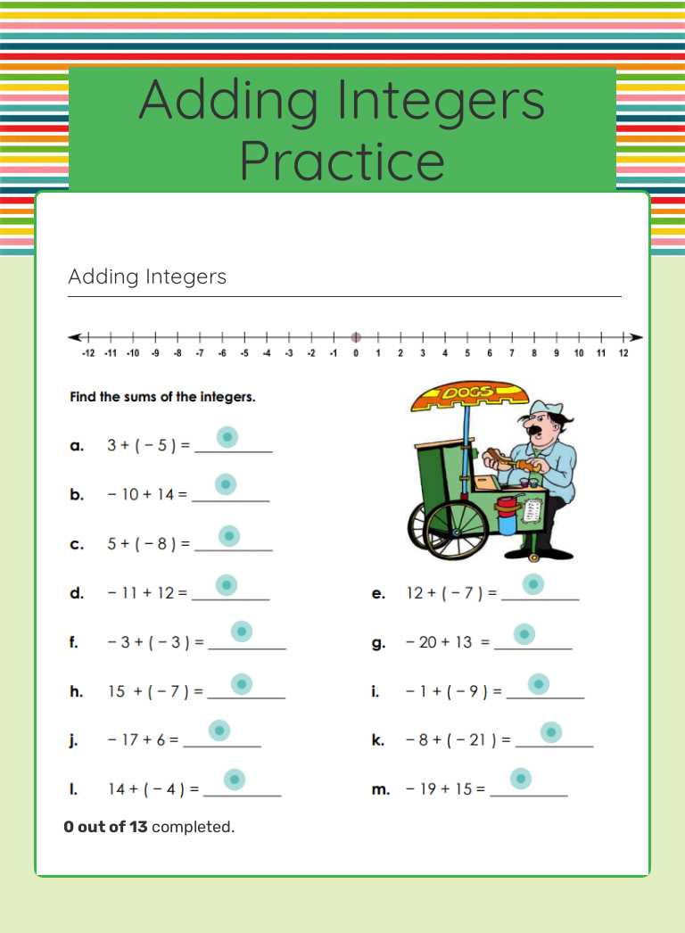 Adding Integers Practice worksheet preview image