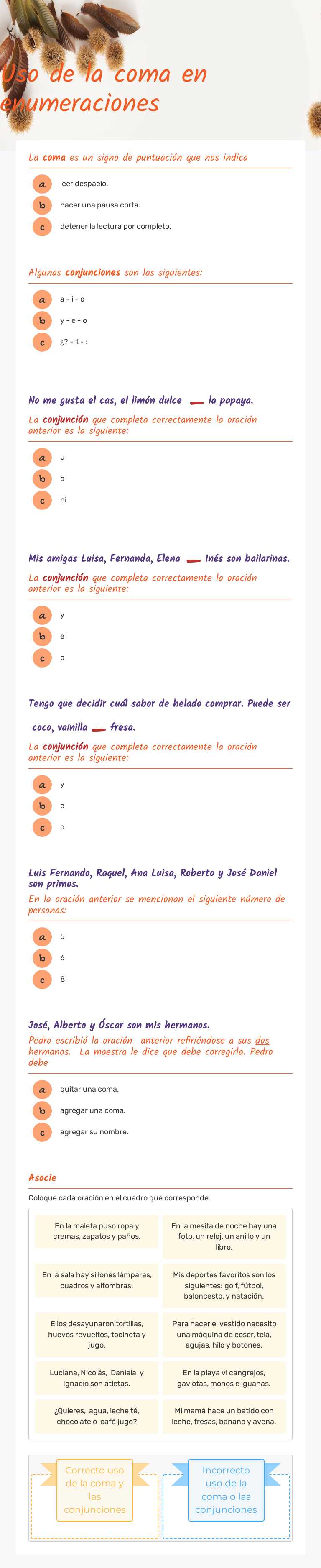 Uso de la coma en 
           enumeraciones Grade 2 worksheet preview