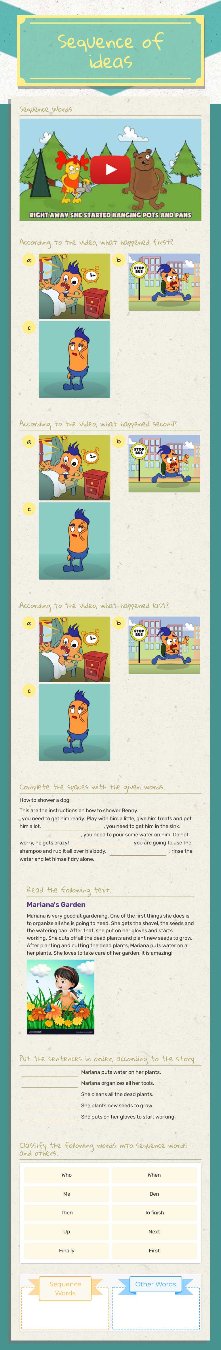 Sequence of ideas Grade 3 worksheet preview