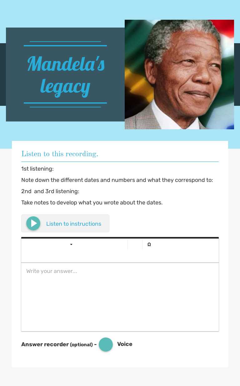 Mandela's legacy worksheet preview image