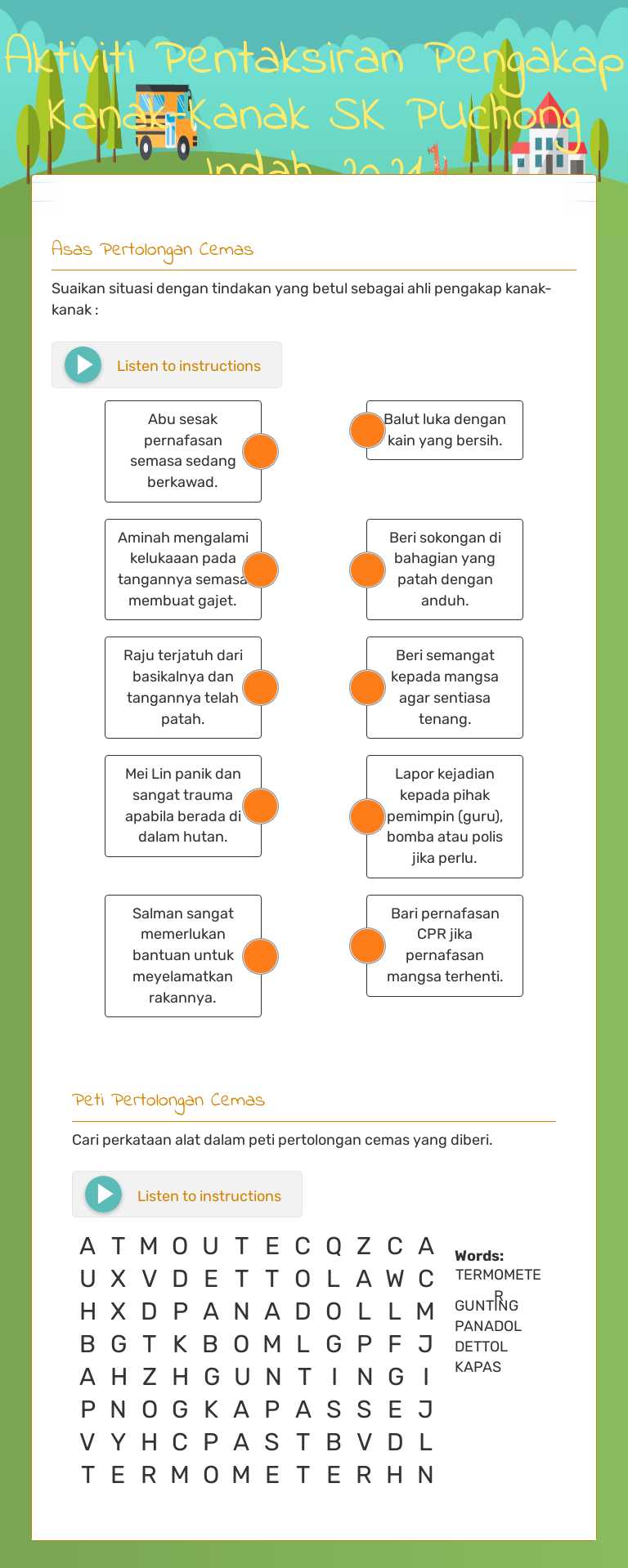 Aktiviti Pentaksiran Pengakap Kanak-Kanak SK PUchong Indah 2021 worksheet preview image