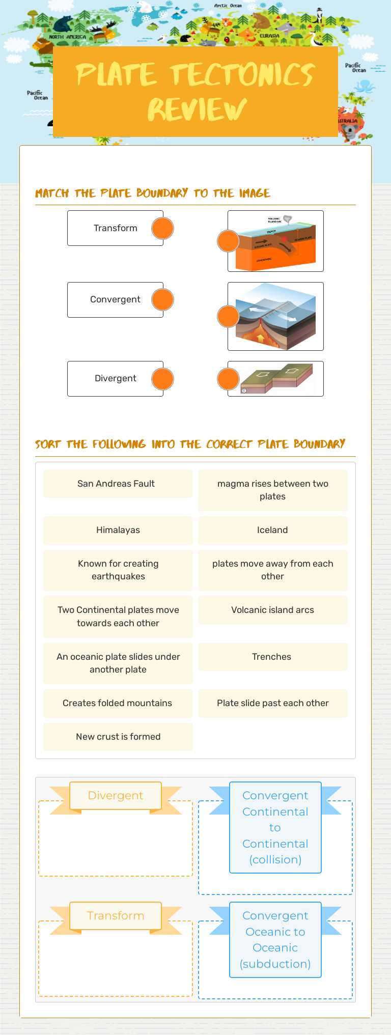 Plate Tectonics Review worksheet preview image