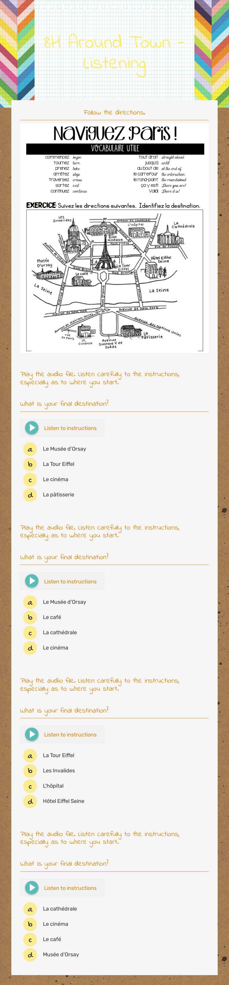 8H Around Town - Listening worksheet preview image
