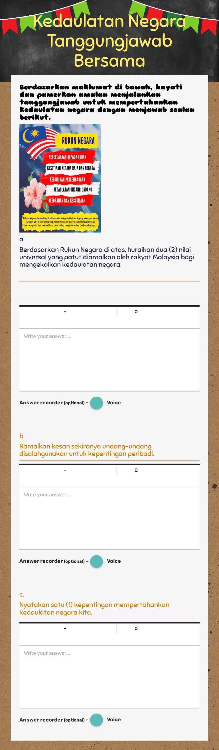 Kedaulatan Negara Tanggungjawab Bersama worksheet preview image