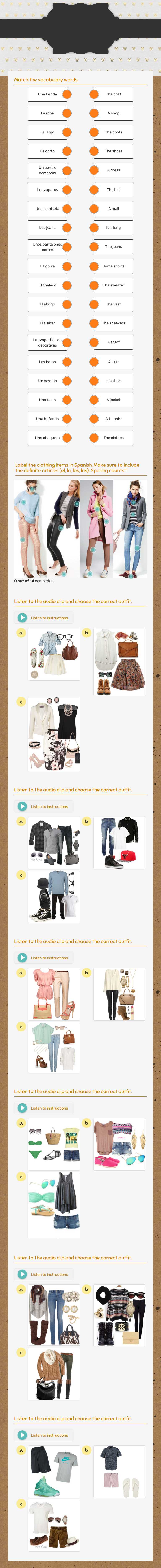 La Ropa Grade 10 worksheet preview