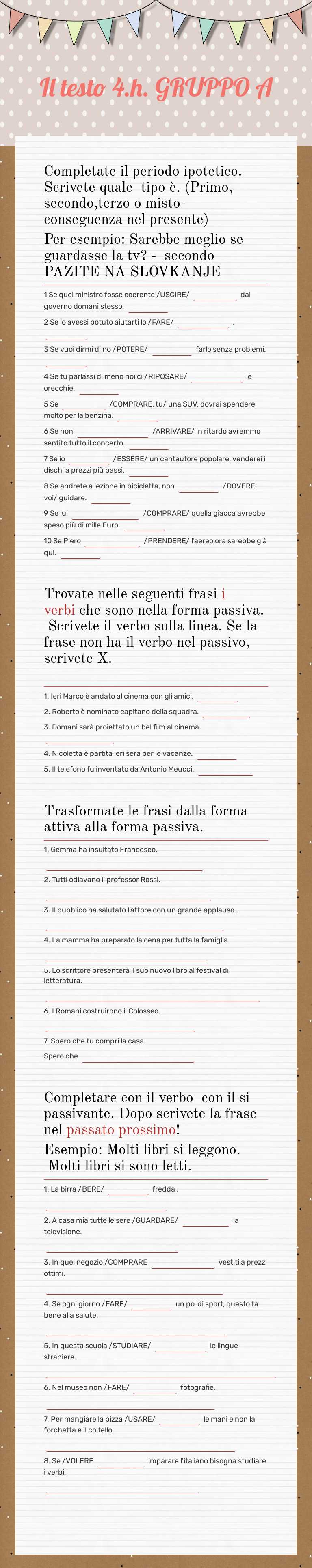 Il testo 4.h.           GRUPPO A worksheet preview image