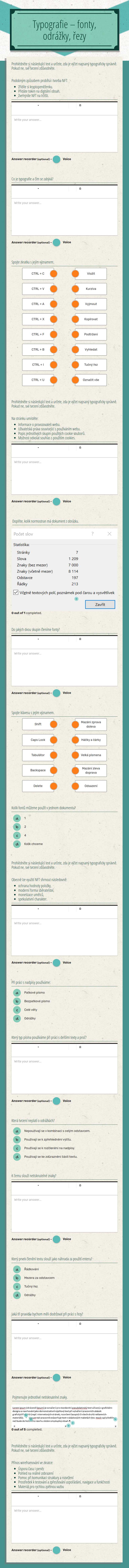 Typografie – fonty, odrážky, řezy worksheet preview image