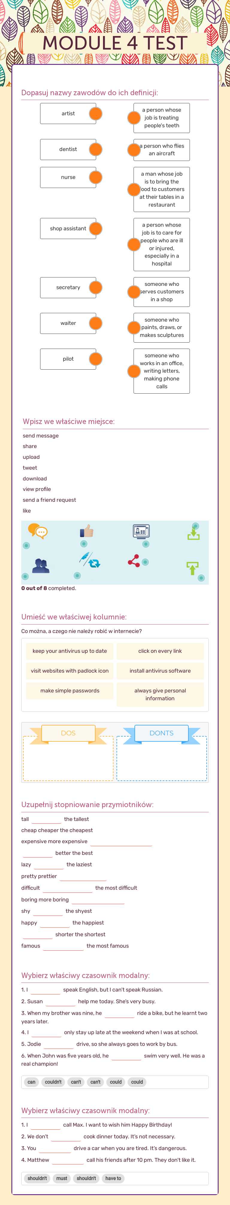 MODULE 4 TEST worksheet preview image
