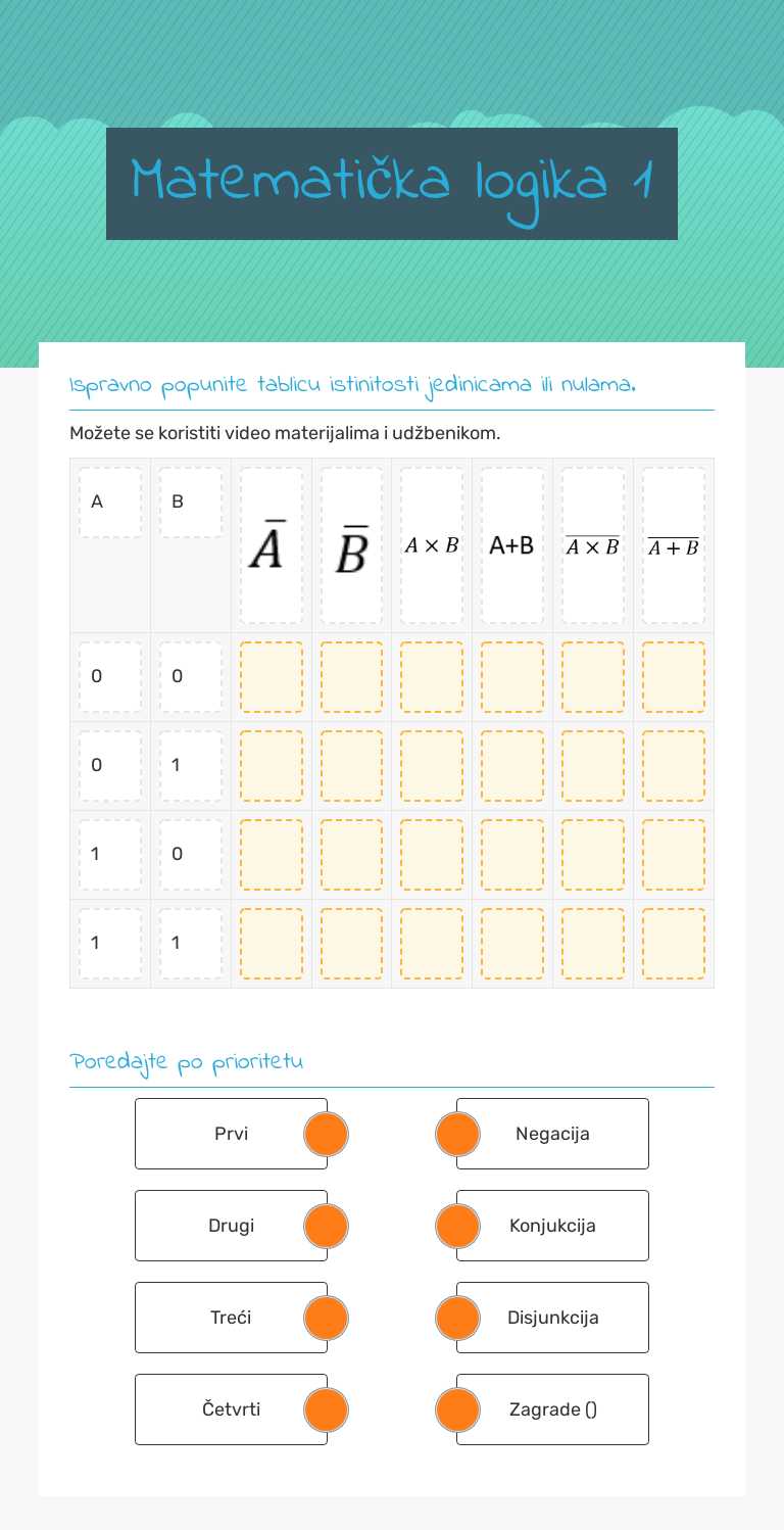 Matematička logika 1 Grade 9 worksheet preview
