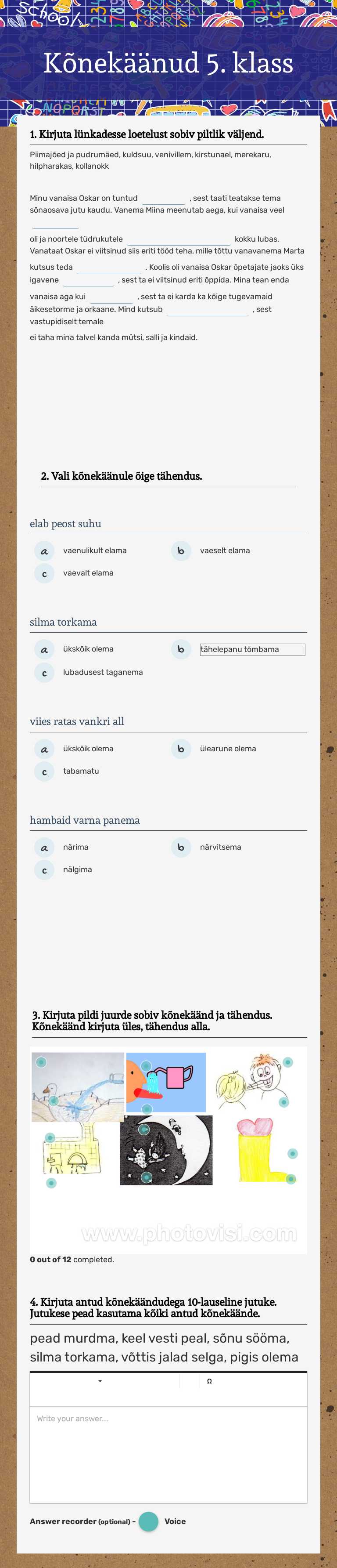 Kõnekäänud
5. klass worksheet preview image