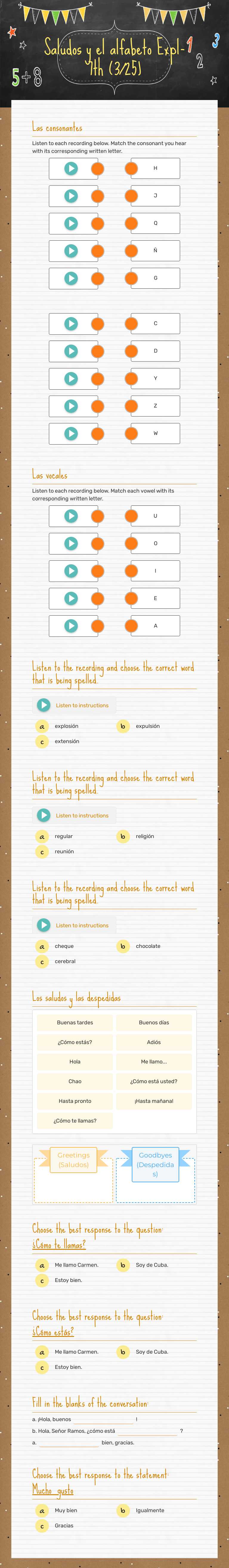 Saludos y el alfabeto
Expl-7th (3/25) worksheet preview image