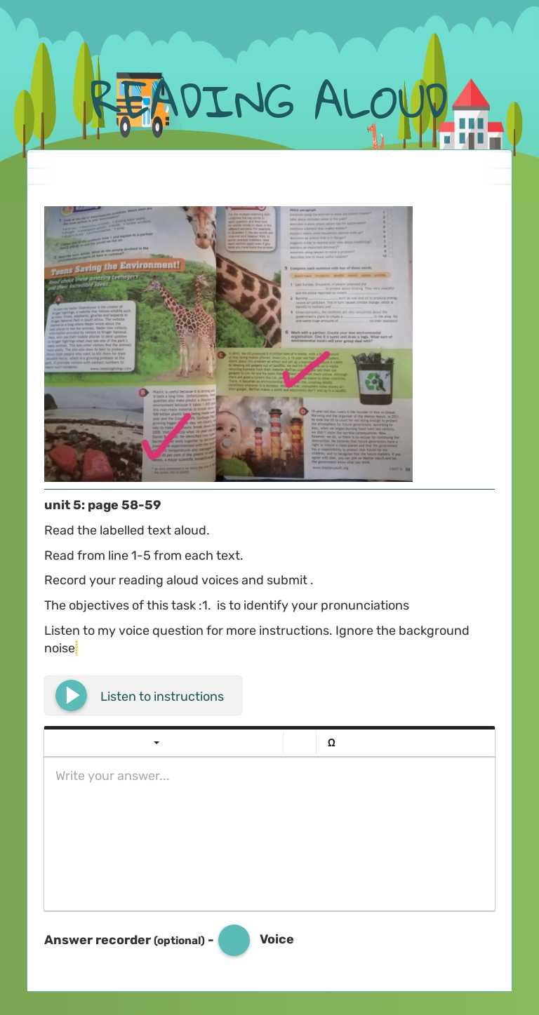 READING ALOUD worksheet preview image