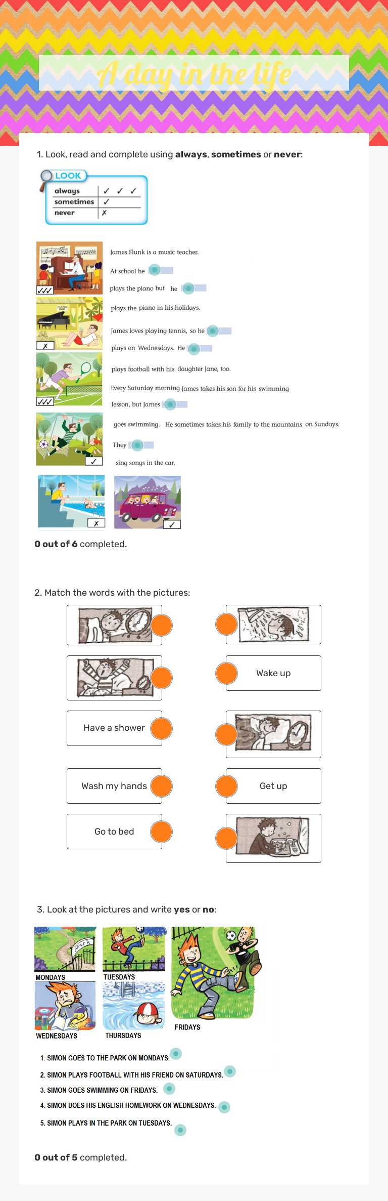 A day in the life worksheet preview image