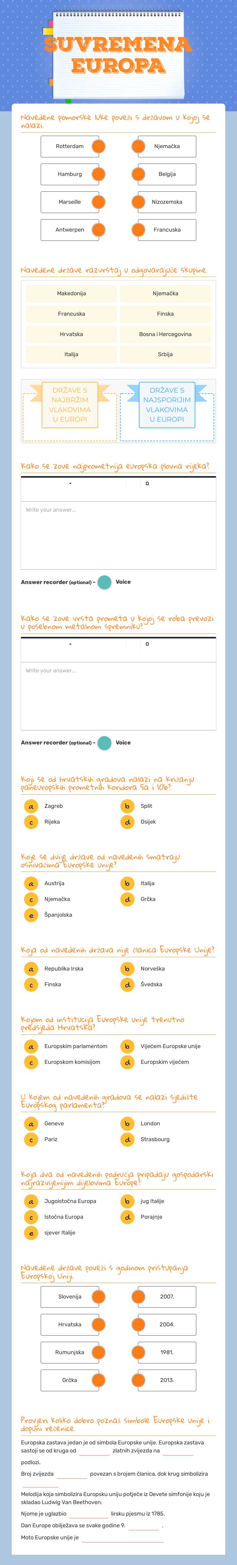 SUVREMENA EUROPA worksheet preview image