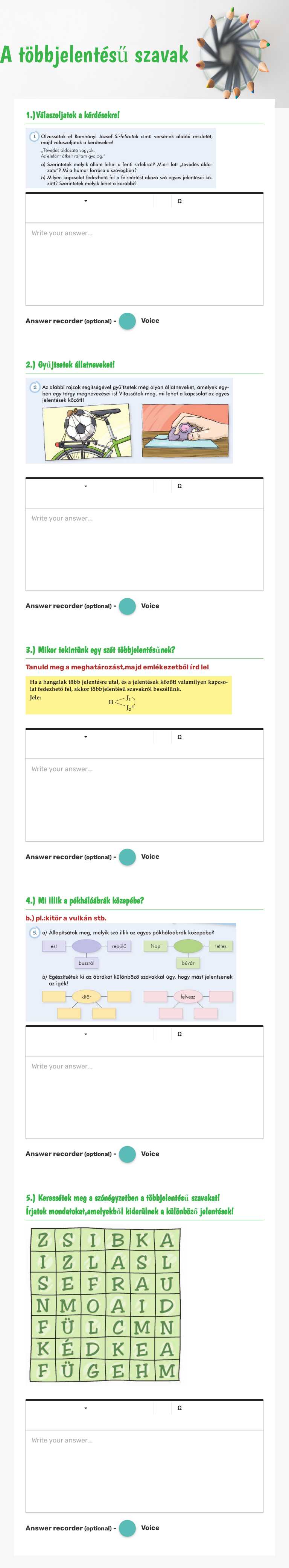 A többjelentésű szavak worksheet preview image