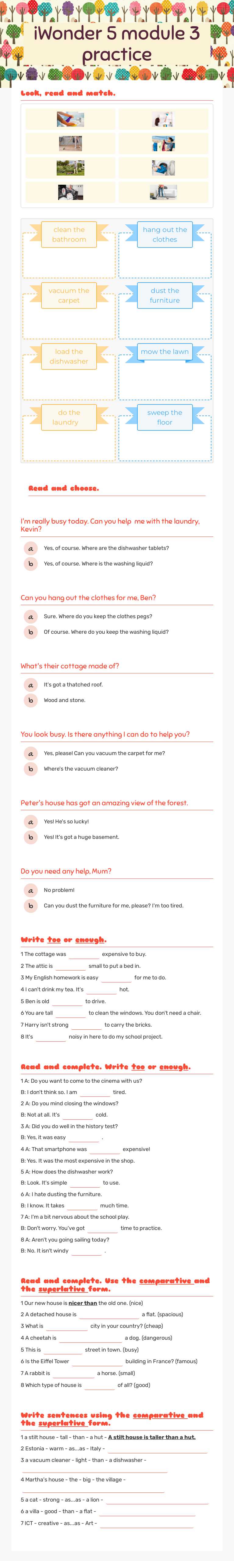 iWonder 5 module 3 practice worksheet preview image