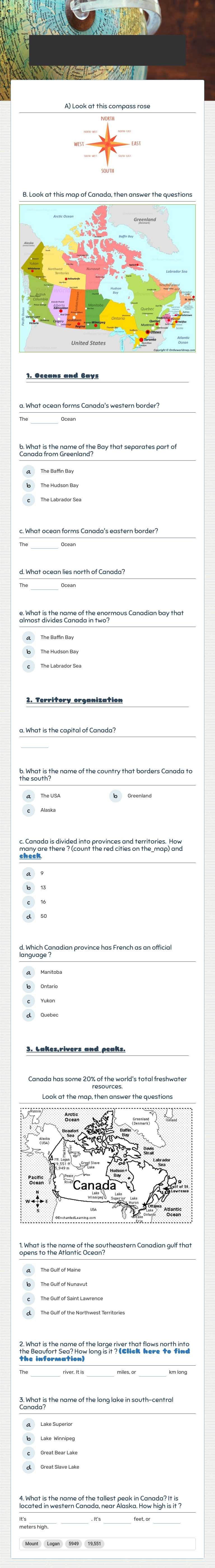 CANADA Grade 9 worksheet preview