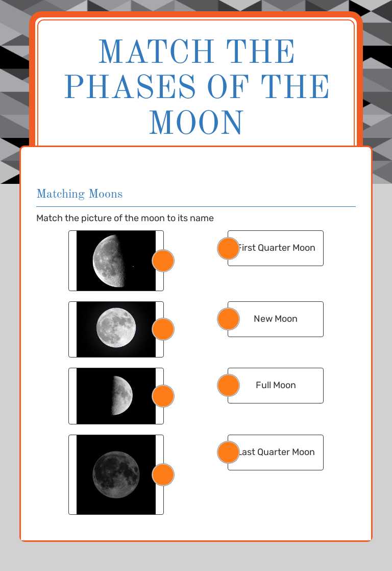 Match 
The  Phases of the moon worksheet preview image