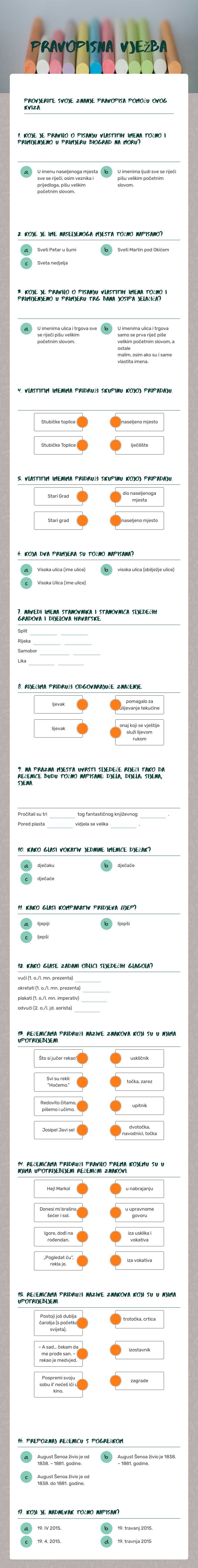 pravopisna vježba Grade 6 worksheet preview