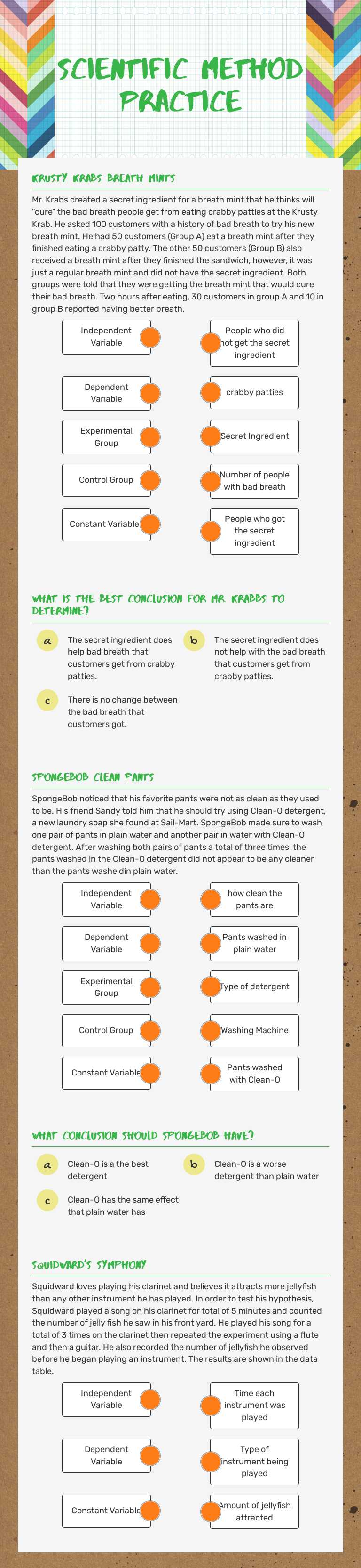 Scientific Method Practice worksheet preview image
