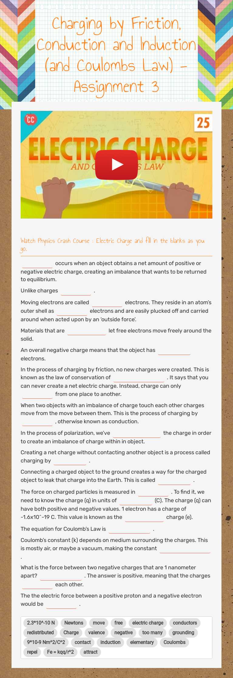 Learn about electric charge transfer and Coulomb's Law! | Charging by ...