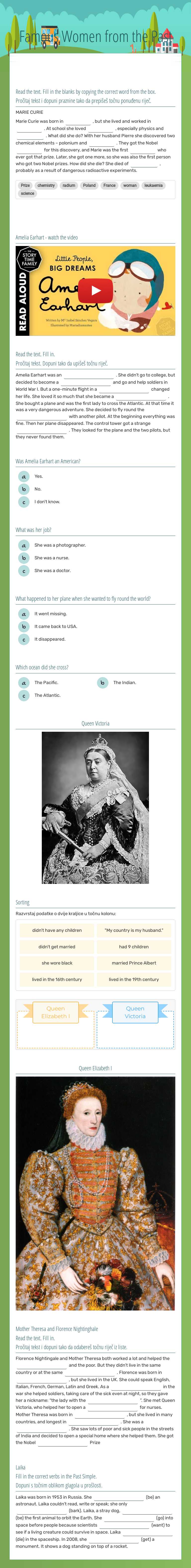 Famous Women from the Past worksheet preview image