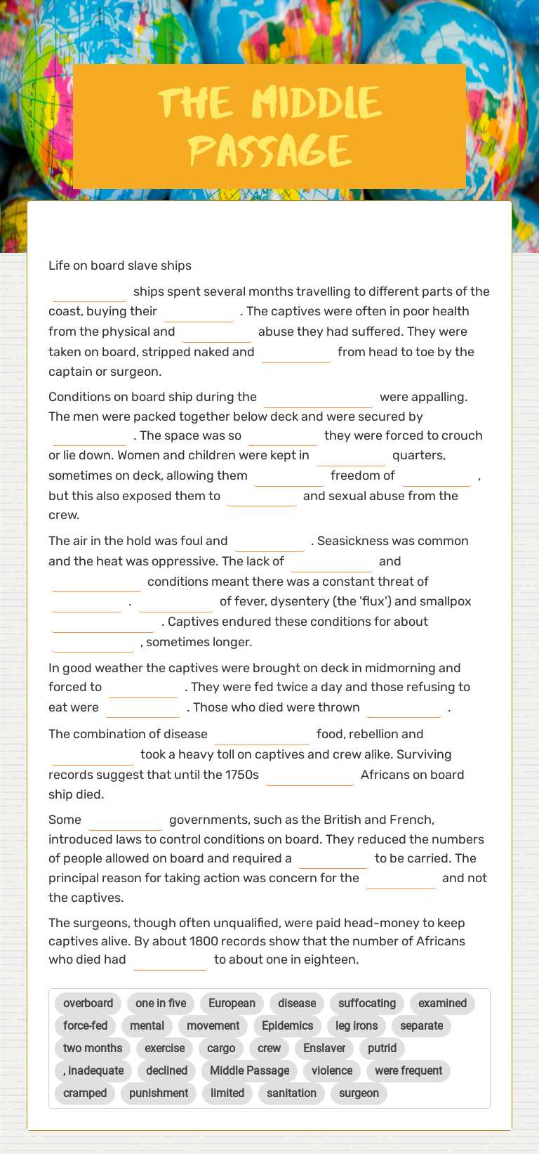The Middle Passage worksheet preview image