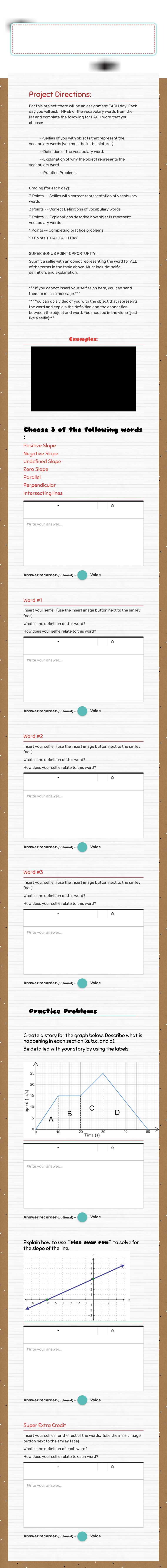 Math Selfie Project:
Slope & Lines Grade 8 worksheet preview